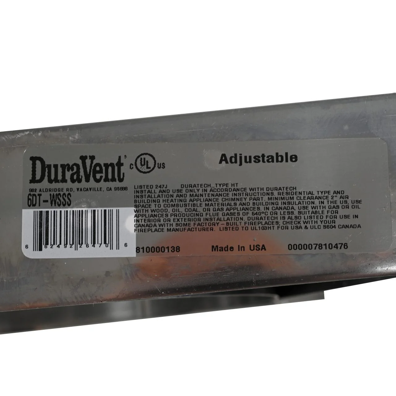 6" DuraTech Adjustable Stainless Steel Wall Strap - 6DT-WSSS - Image 6