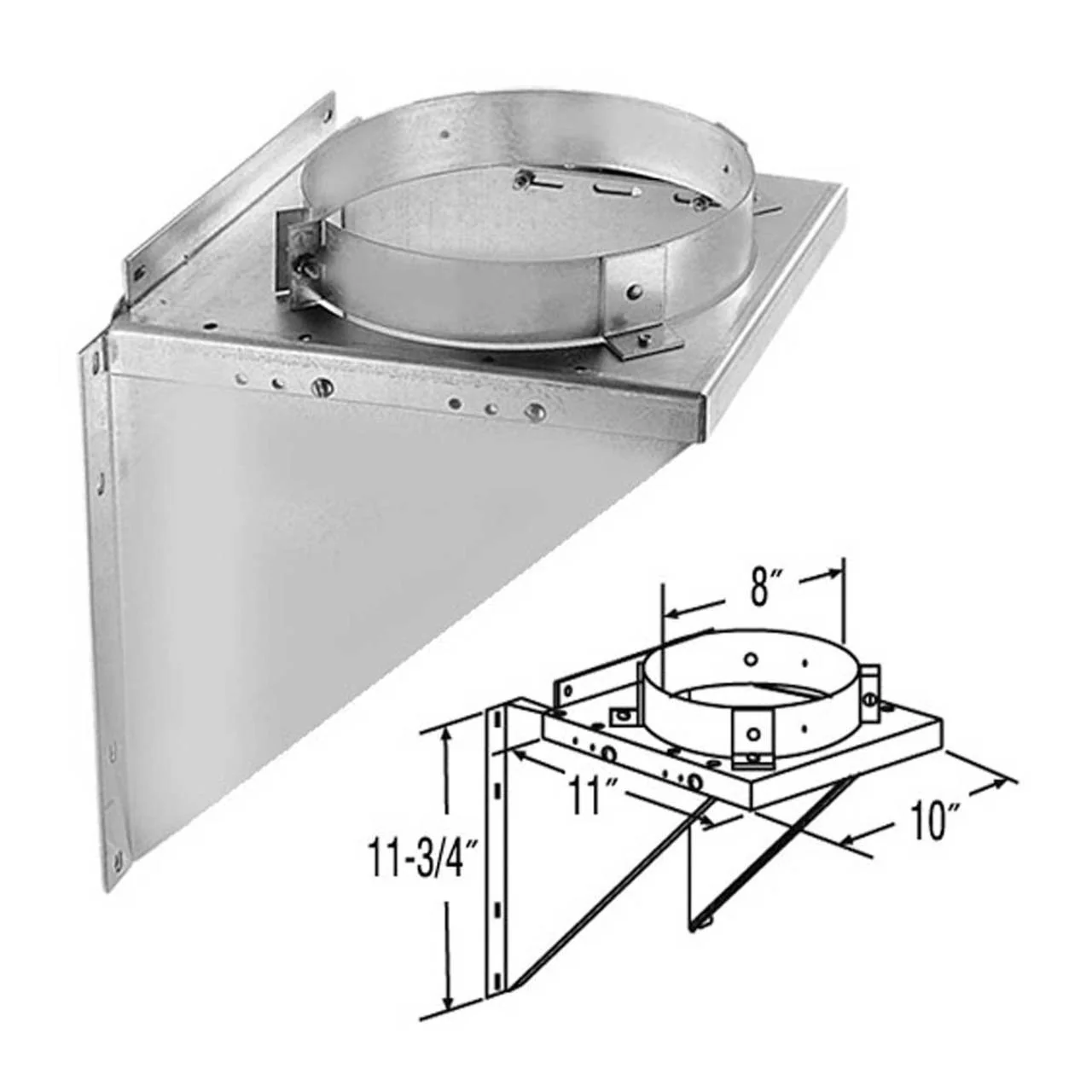 6" DuraTech Adjustable Stainless Steel Tee Support Bracket - 6DT-TSBSS - Image 2