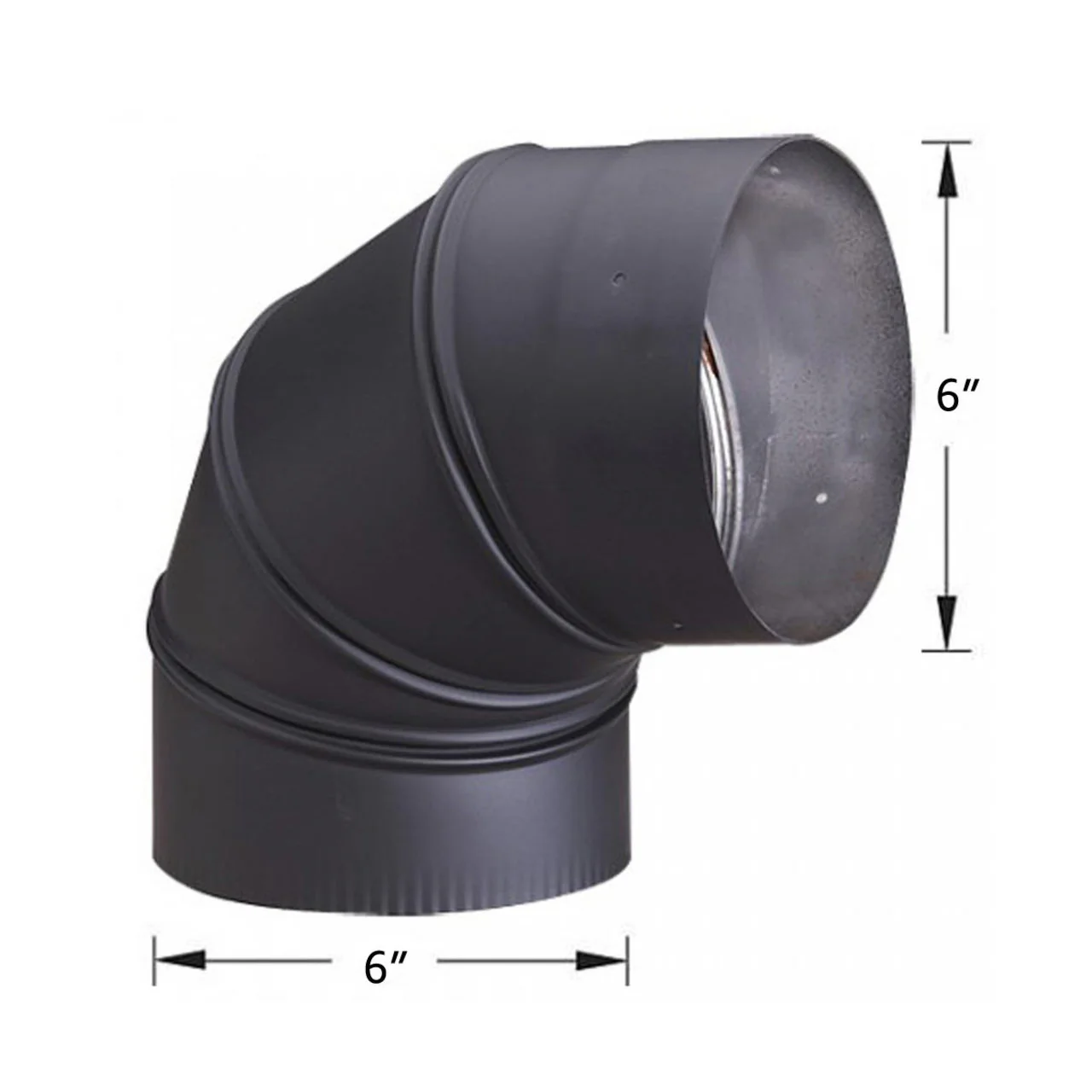 6" HeatFab 90 Degree Adjustable Black Elbow - 2614AB - Image 2