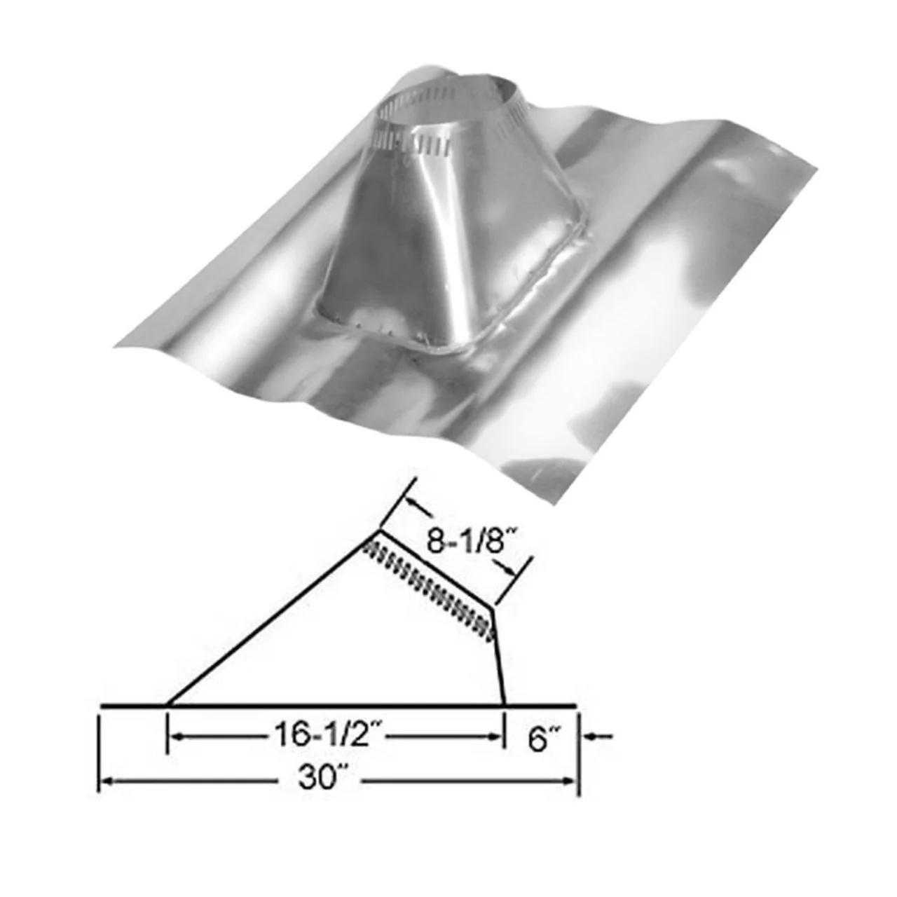 6" Selkirk Metal Roof Flashing 2/12 to 6/12 Pitch - 206845 - Image 2