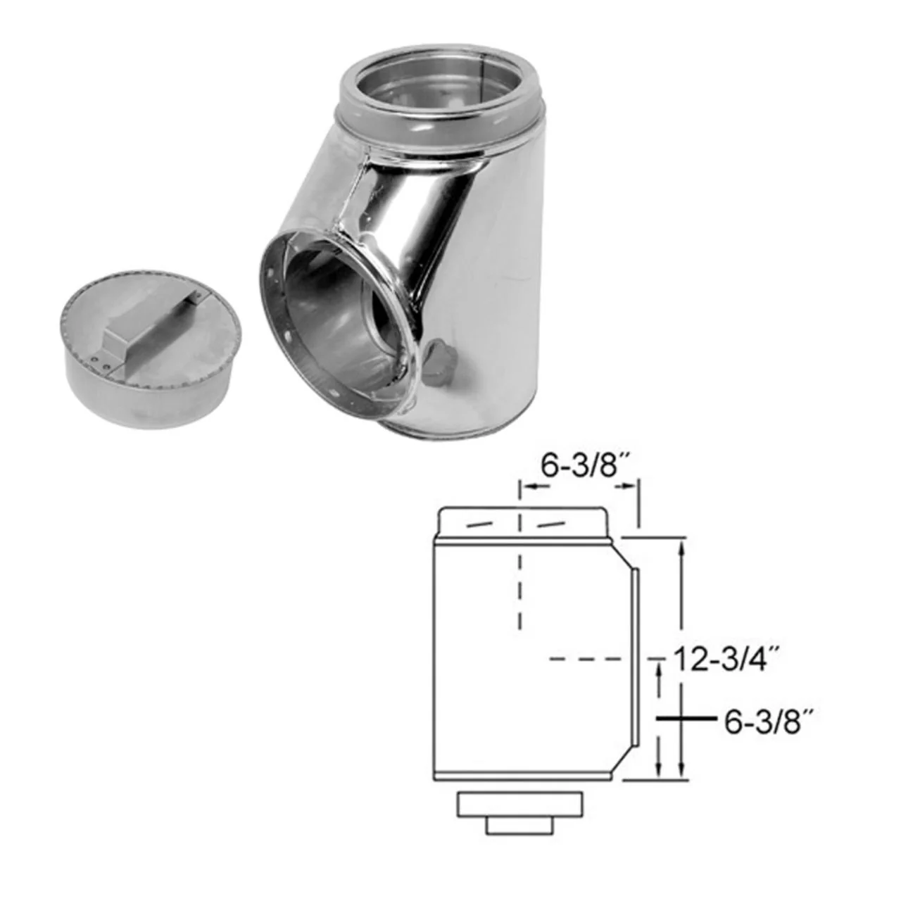 6" Selkirk Stainless Insulated Tee With Tee Plug - 206100 - Image 2