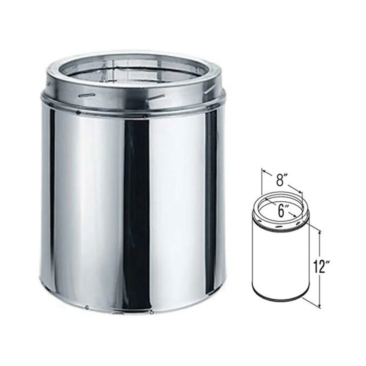 6" x 12" DuraTech Stainless Steel Chimney Pipe - 6DT-12SS - Image 2