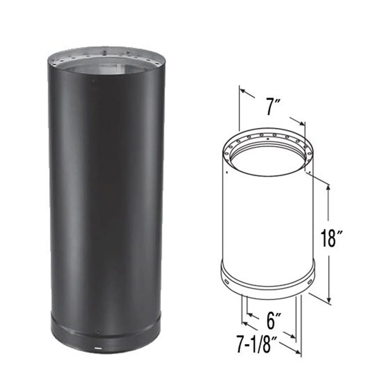 6" x 18" DVL Double-Wall Black Stove Pipe - 6DVL-18 - Image 2