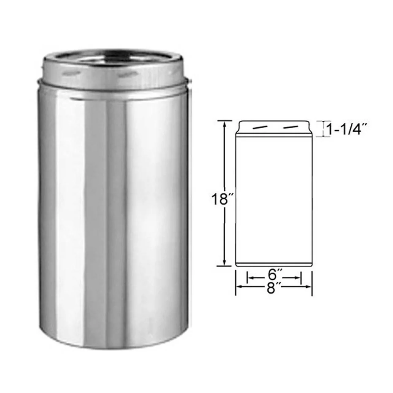 6" x 18" Selkirk Ultra Temp Stainless Chimney Pipe - 206018U - Image 2