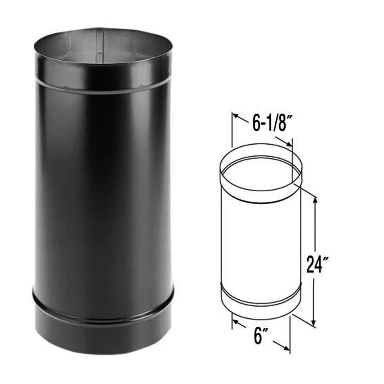 6" x 24" DuraBlack Single-Wall Black Stove Pipe - 6DBK-24 - Image 2