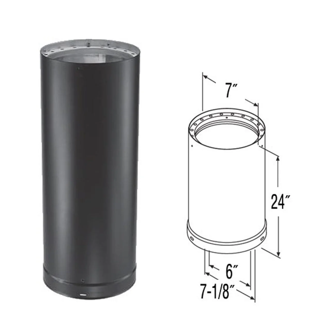 6" x 24" DVL Double-Wall Black Stove Pipe - 6DVL-24 - Image 2