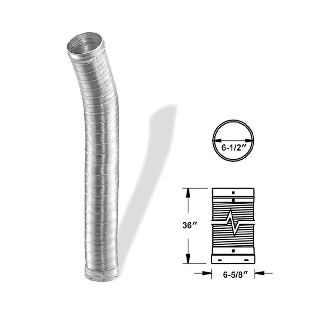 6" x 36" DuraLiner Round Flex Chimney Relining Pipe - 6DLR-36F - Image 2