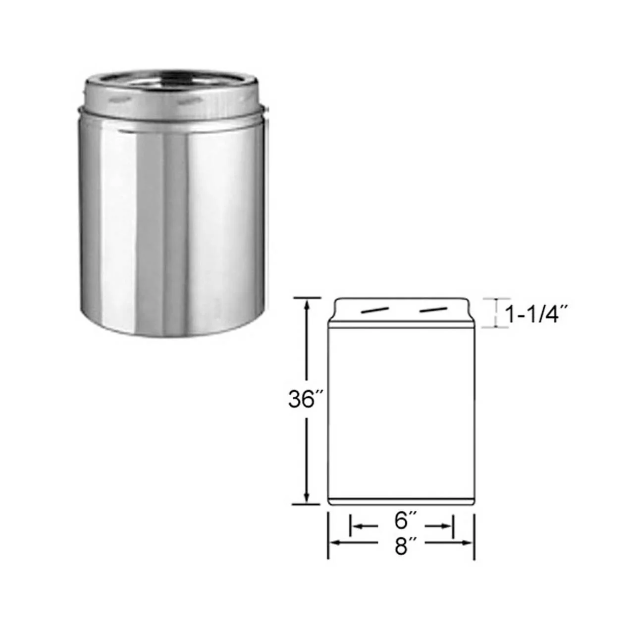 6" x 36" Selkirk Ultra Temp Stainless Chimney Pipe - 206036U - Image 2