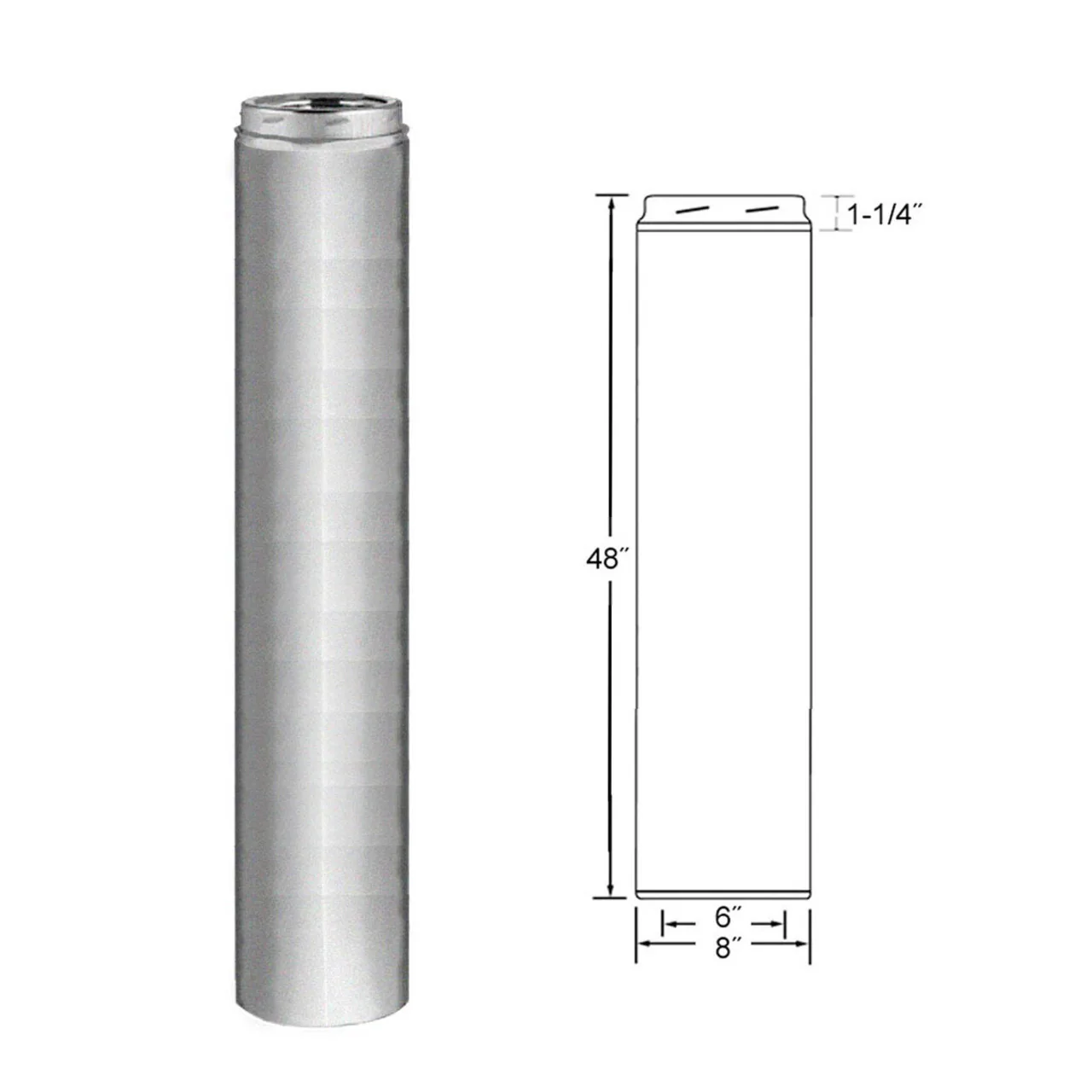 6'' x 48'' Selkirk Galva-Temp Galvanized Chimney Pipe - 6GT-48 - Image 2