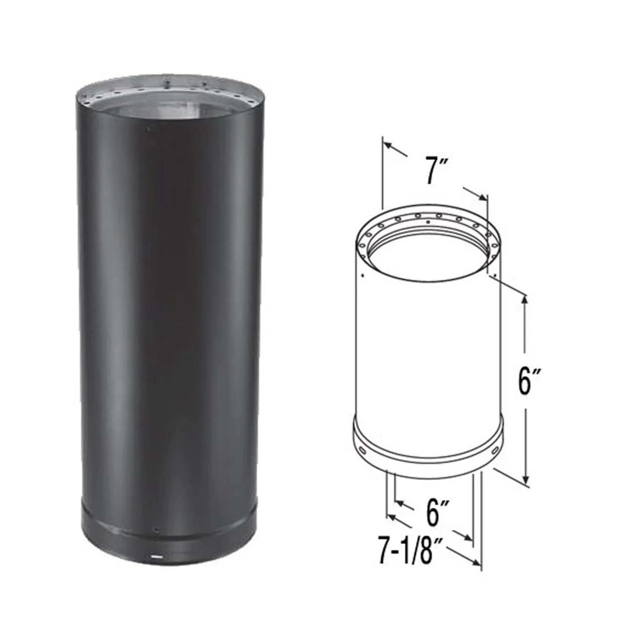 6" x 6" DVL Double-Wall Black Stove Pipe - 6DVL-06 - Image 2