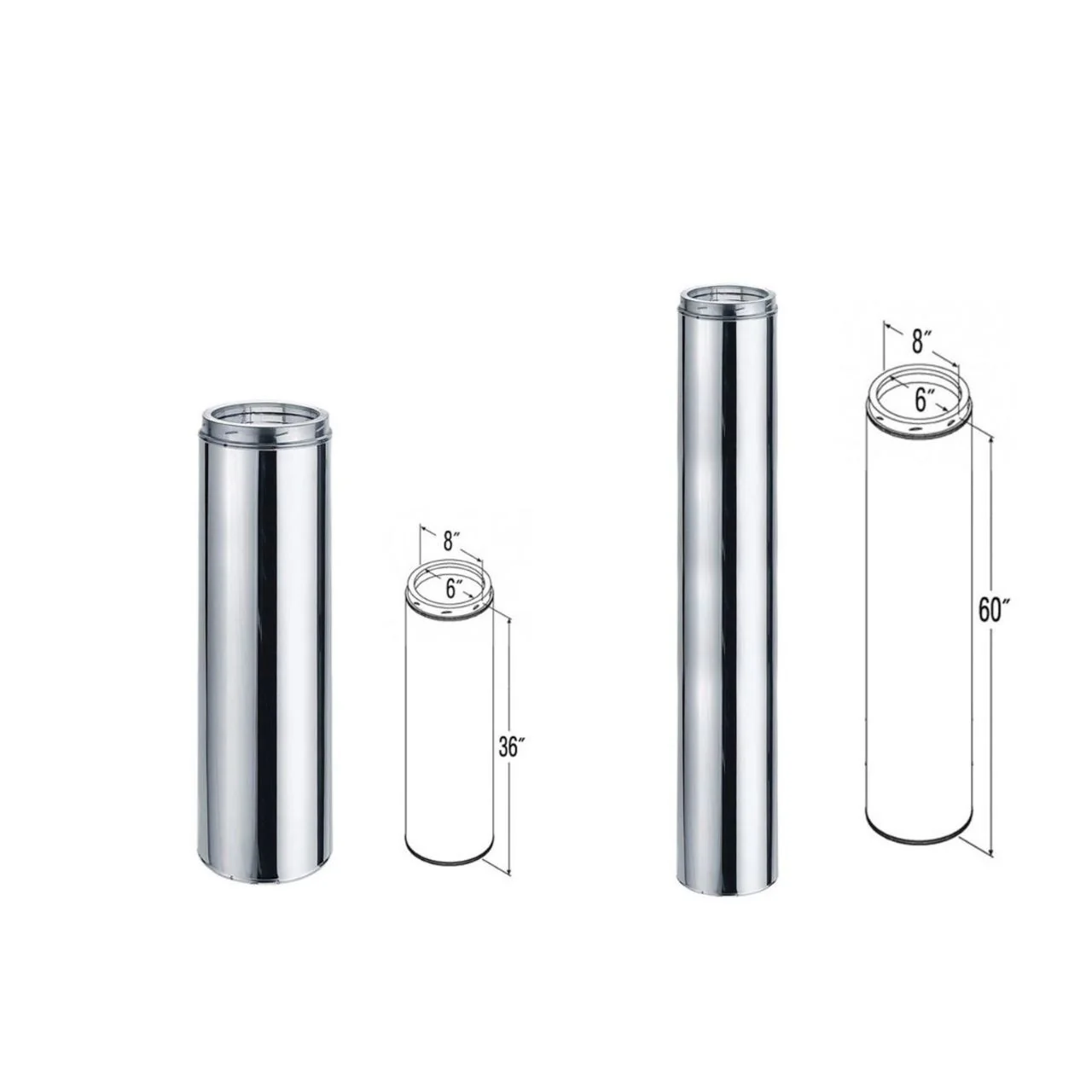 6" x 60" DuraTech Stainless Steel Chimney Pipe - 6DT-60SSCF - Image 6