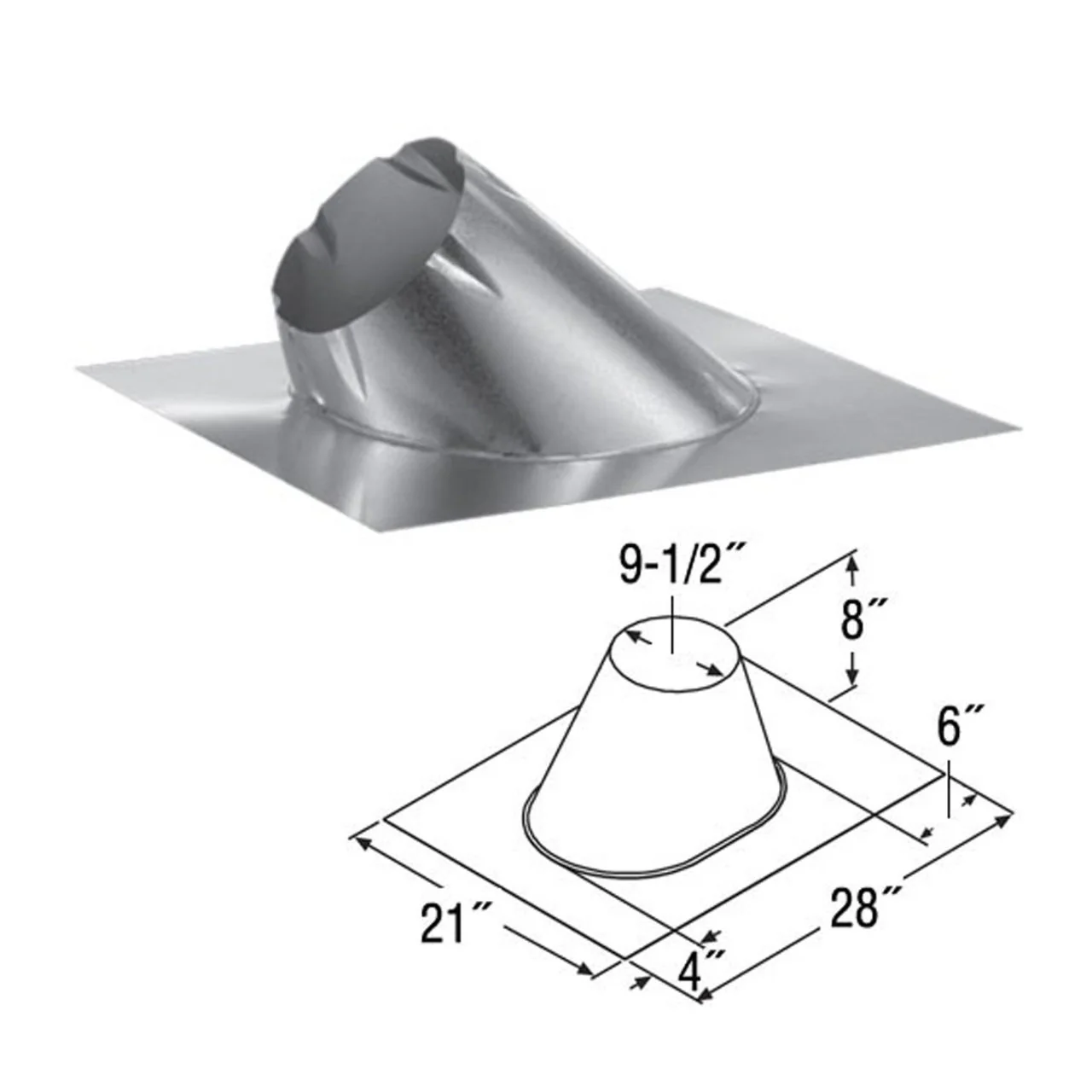 7" DuraTech 0/12 - 6/12 Adjustable Roof Flashing - 7DT-F6 - Image 2