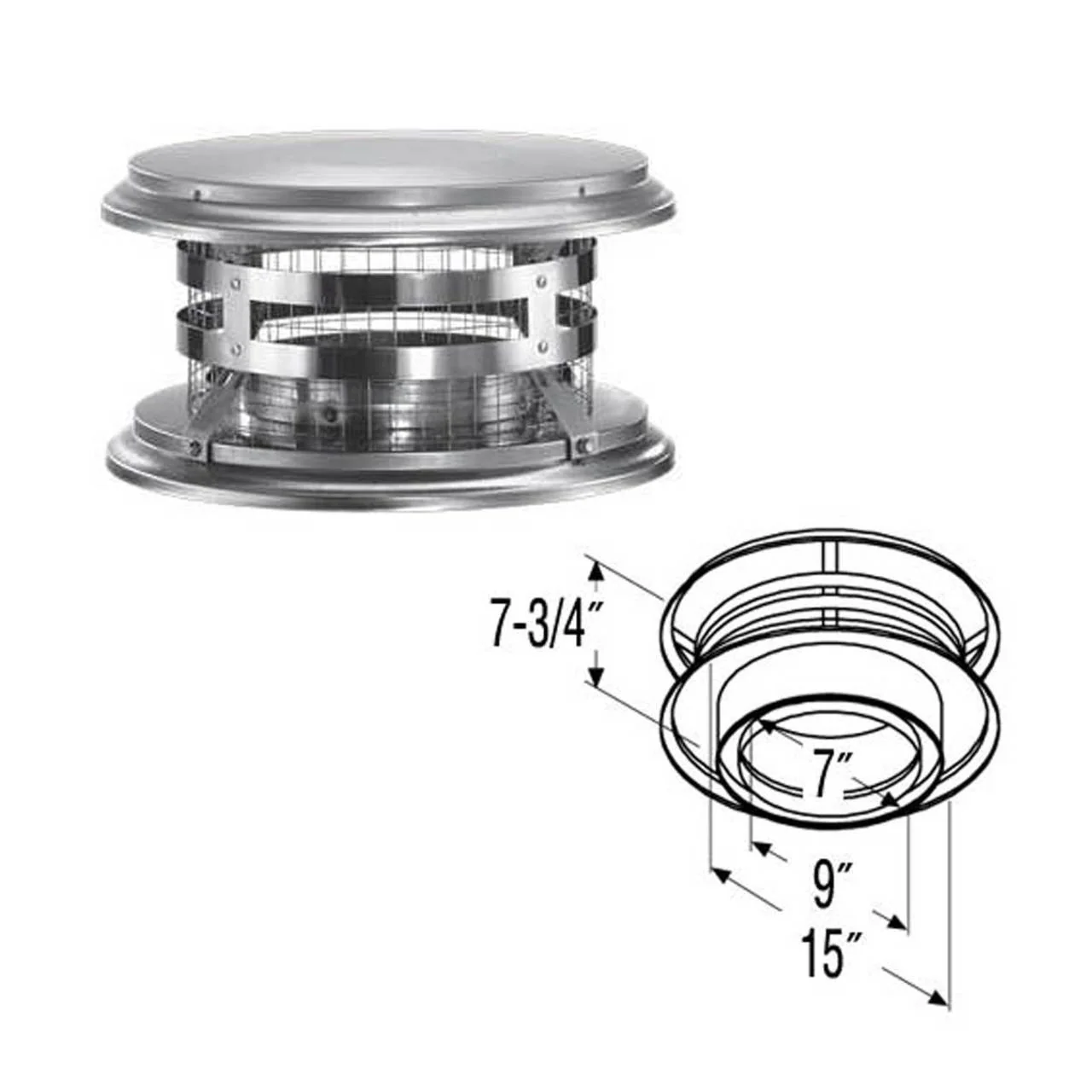 7" DuraTech Round Chimney Cap - 7DT-VC - Image 2
