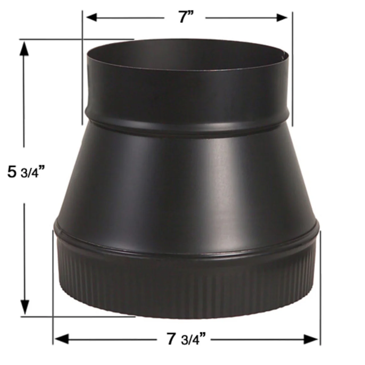 7" to 8" 24-Ga. Snap-Lock Black Increaser - Image 2