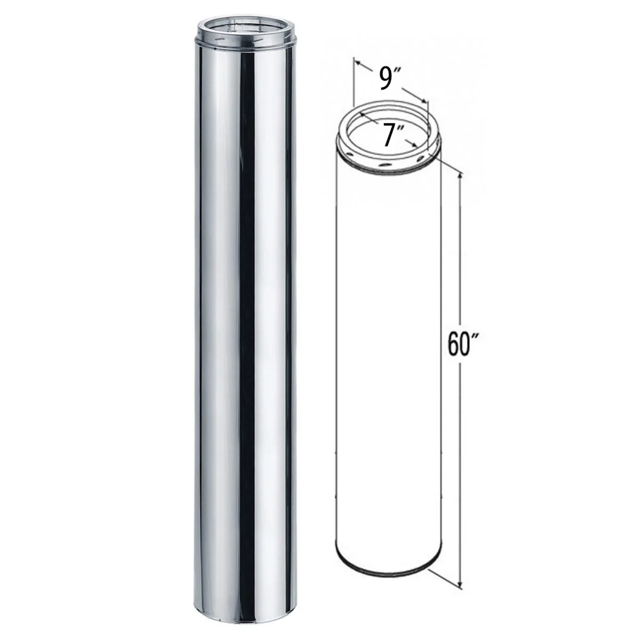 7" x 60" DuraTech Stainless Steel Chimney Pipe - 7DT-60SSCF - Image 2