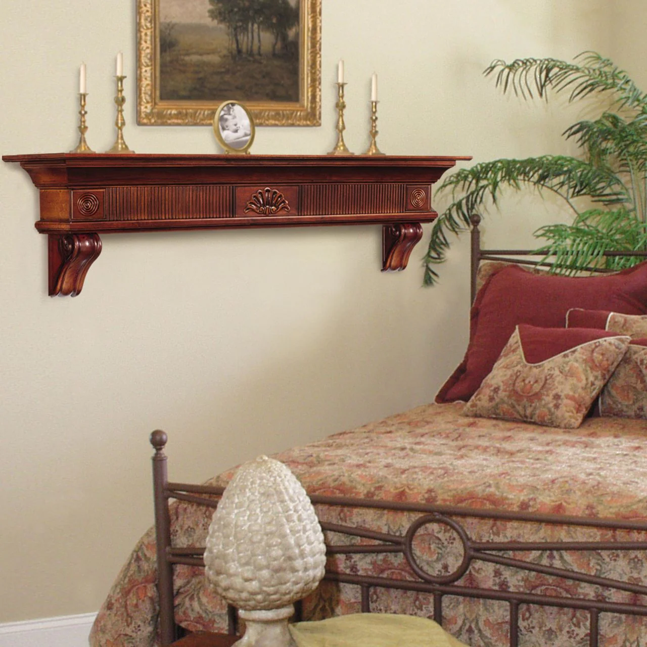 72" Devonshire Fireplace Shelf by Pearl Mantels - Cherry Distressed Finish - Image 10