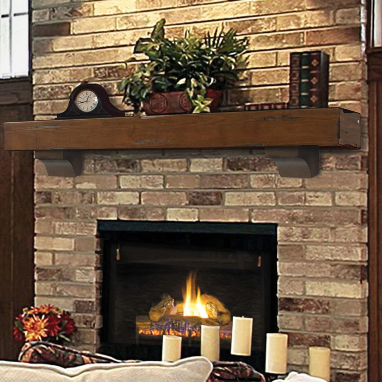 72" Shenandoah Fireplace Shelf by Pearl Mantels - Cherry Distressed Finish - Image 3