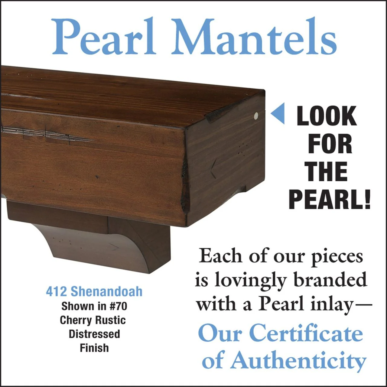 72" Shenandoah Fireplace Shelf by Pearl Mantels - Cherry Distressed Finish - Image 4