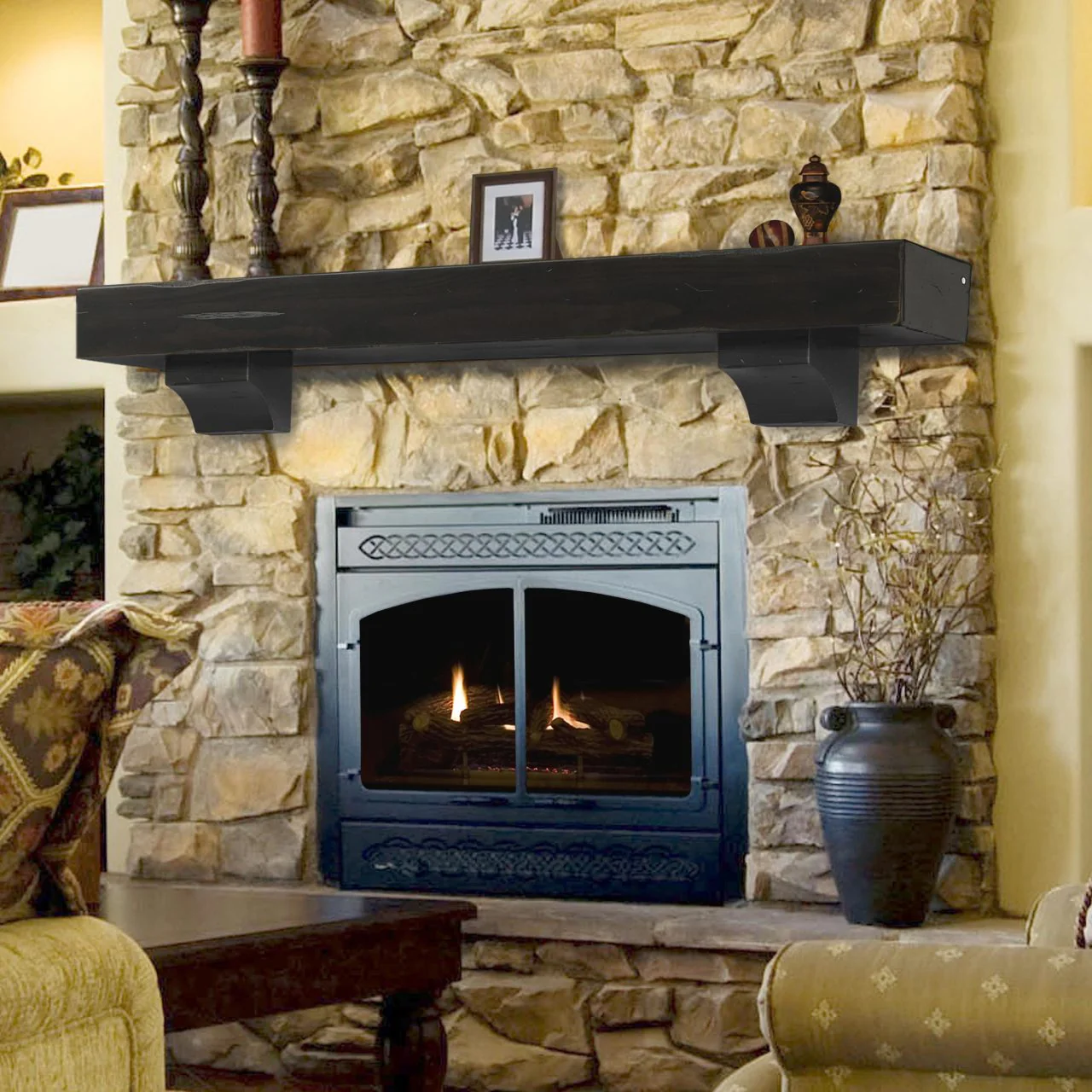 72" Shenandoah Fireplace Shelf by Pearl Mantels - Espresso Distressed Finish - Image 3