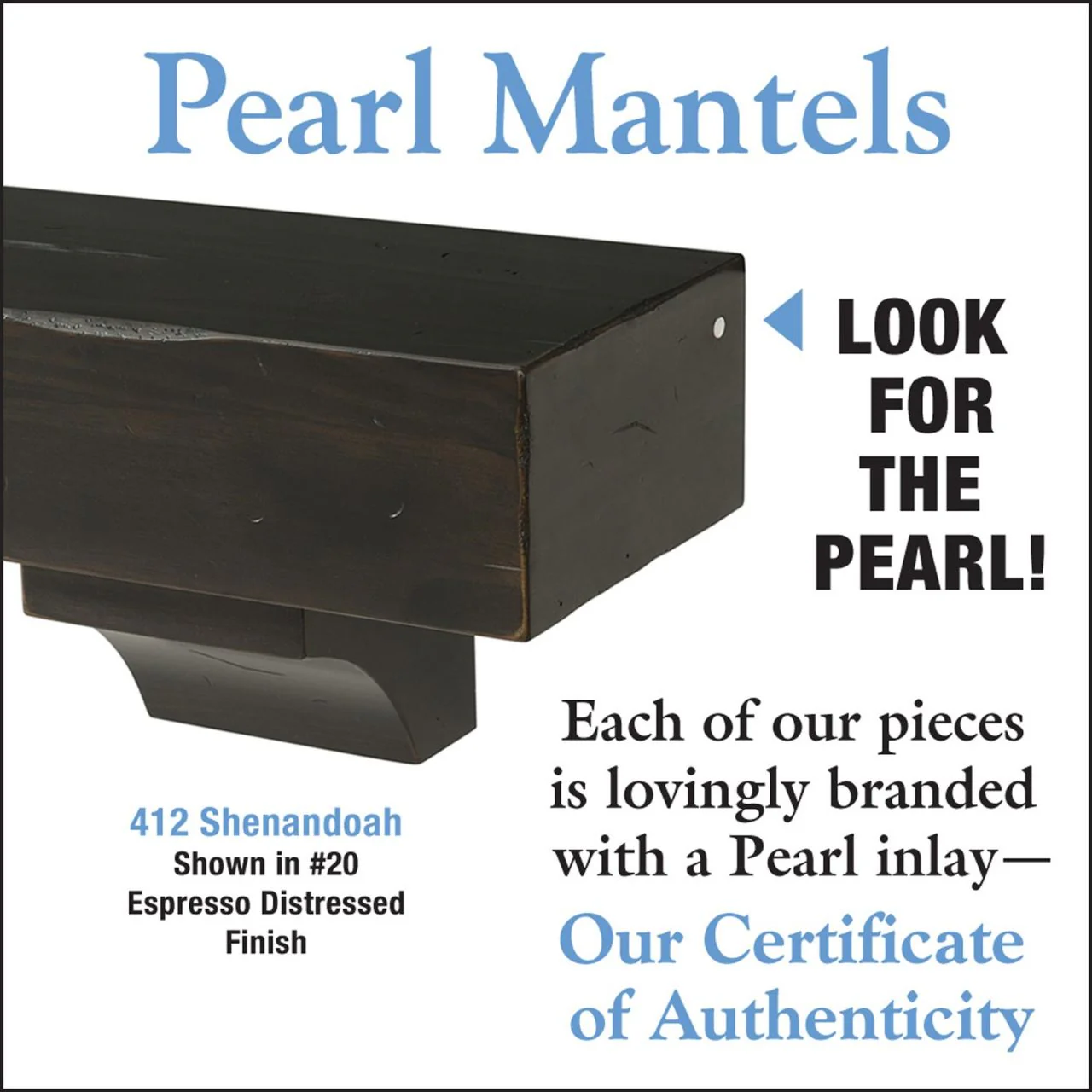 72" Shenandoah Fireplace Shelf by Pearl Mantels - Espresso Distressed Finish - Image 4