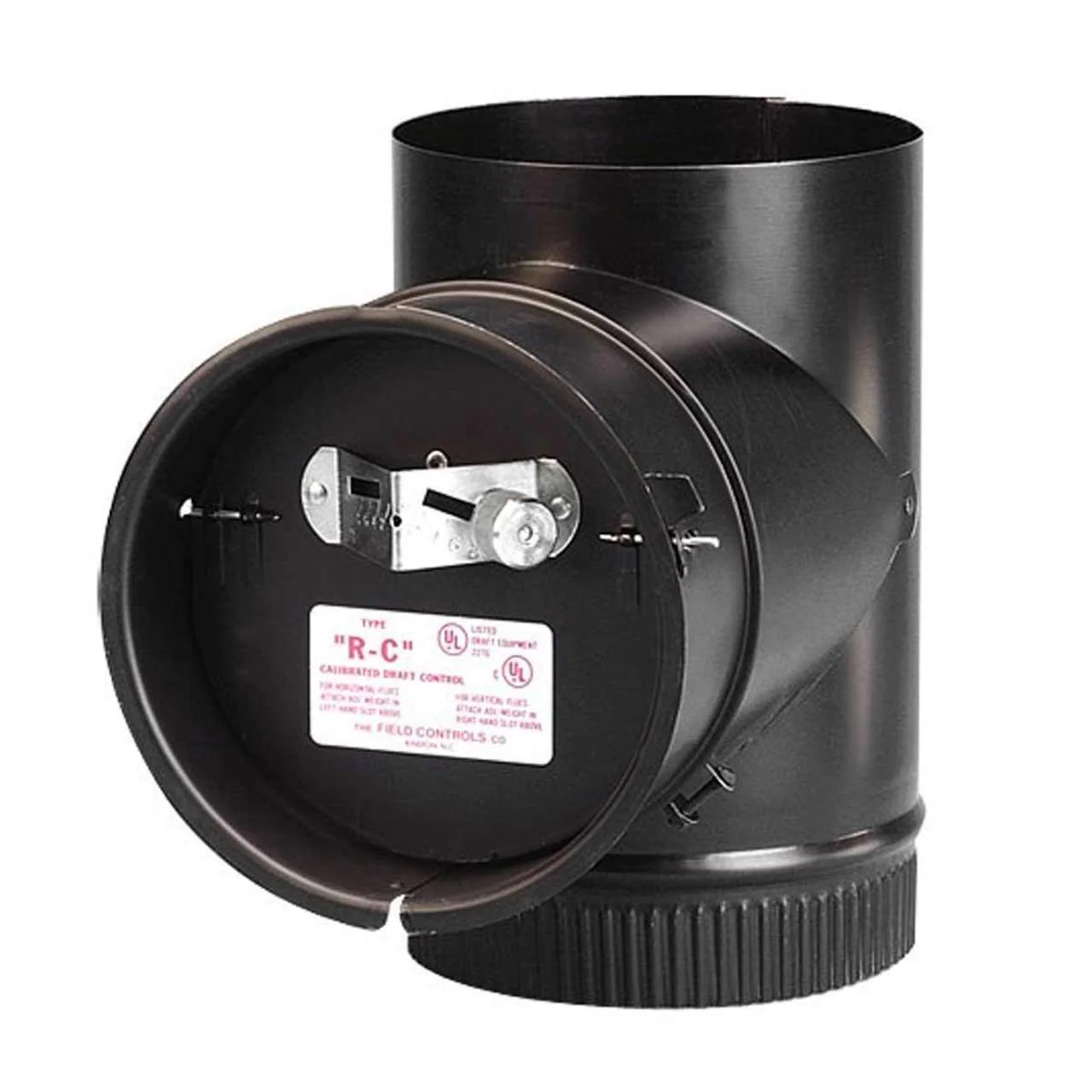 8" Diameter Black Barometric Damper w- Tee - Image 2