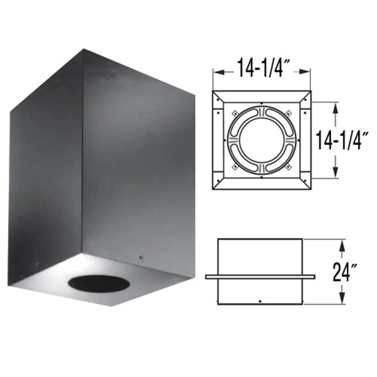 8" DuraPlus 24" Square Ceiling Support Box - 8DP-CS24 - Image 2