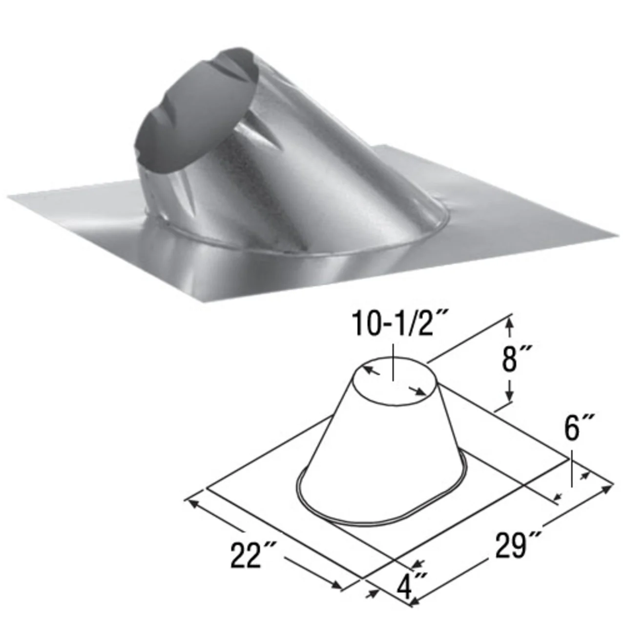 8" DuraTech 0/12 - 6/12 Adjustable Roof Flashing - 8DT-F6 - Image 2
