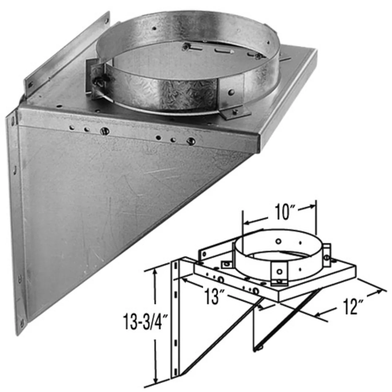 8" DuraTech Adjustable Galvanized Tee Support Bracket - 8DT-TSB - Image 2