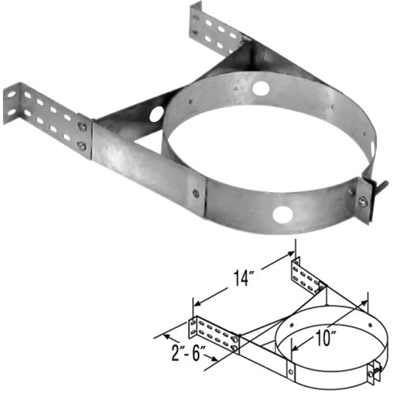 8" DuraTech Adjustable Stainless Steel Wall Strap - 8DT-WSSS - Image 2