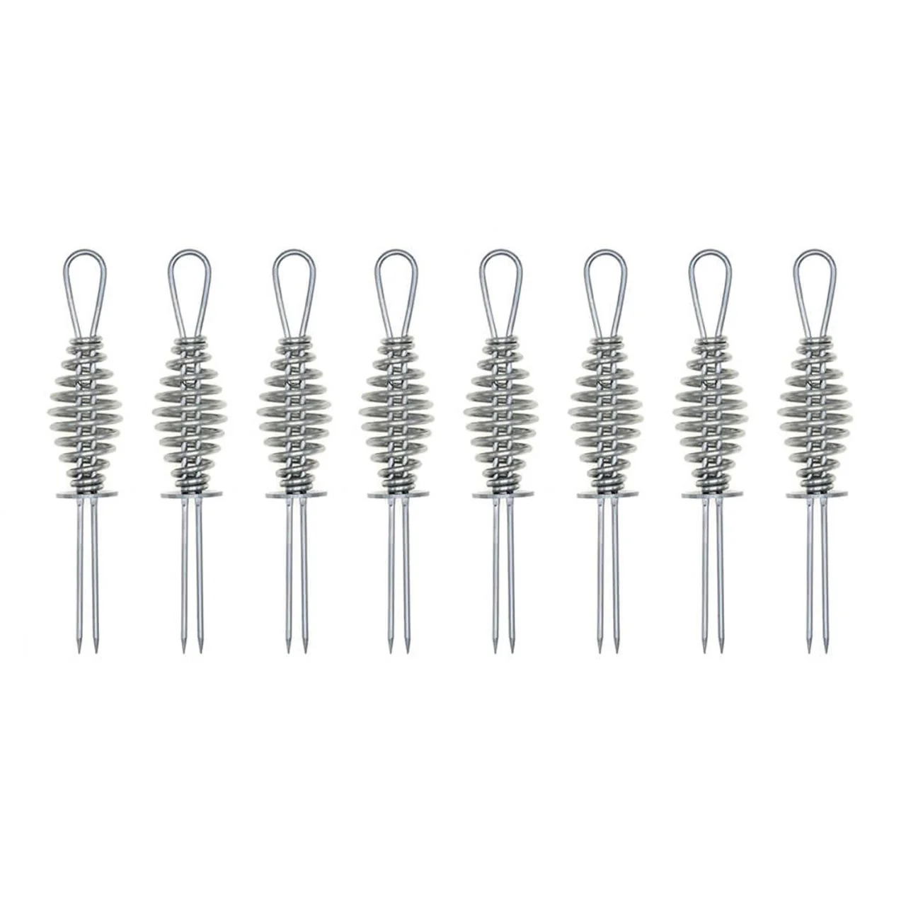 8 Piece Set of Corn Skewers With Spiral Cool Touch Handles - Silver