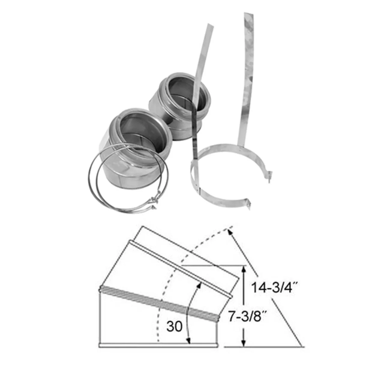 8" Selkirk 30 Degree Galvanized Elbow Kit - 208211G - Image 2