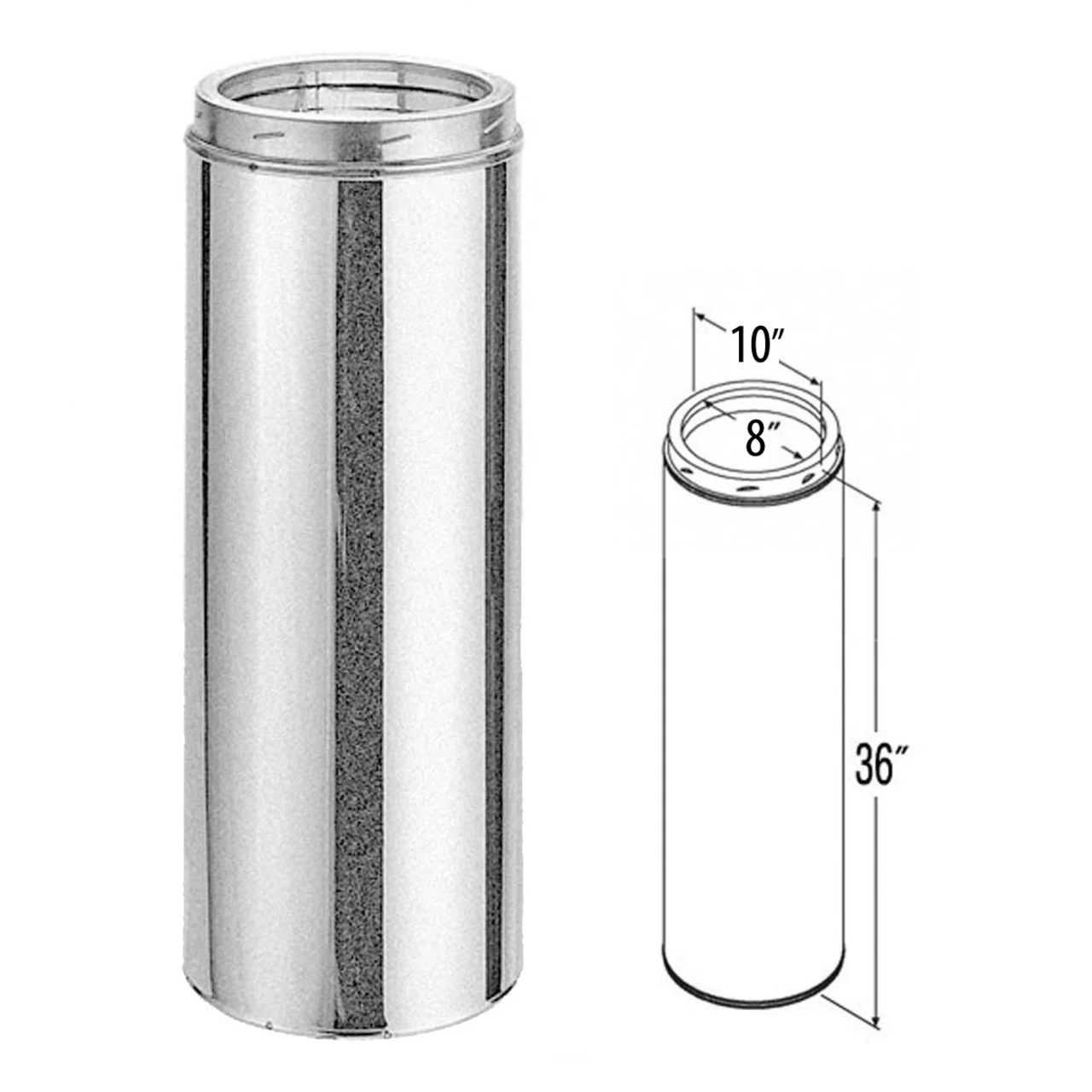 8" x 36" DuraTech Galvanized Chimney Pipe - 8DT-36 - Image 2