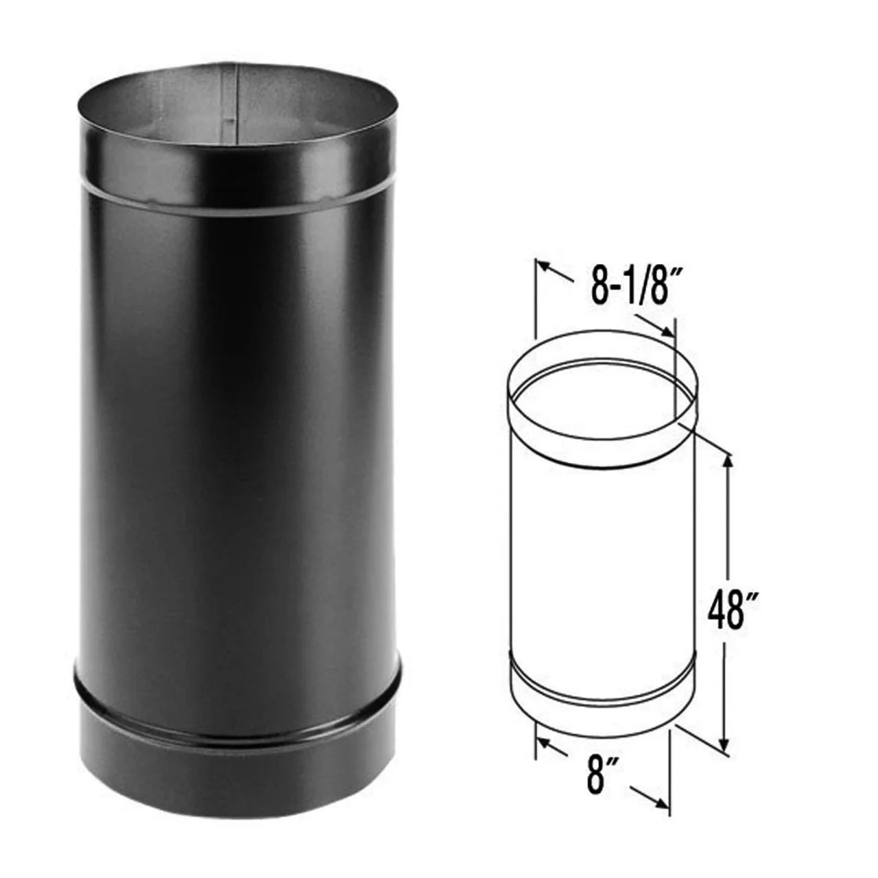 8" x 48" DuraBlack Single-Wall Black Stove Pipe - 8DBK-48 - Image 2