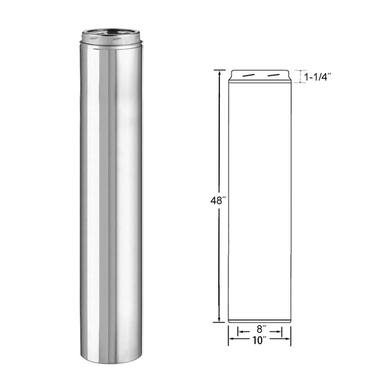 8" x 48" Selkirk Ultra Temp Stainless Chimney Pipe - 8UT-48 - Image 2