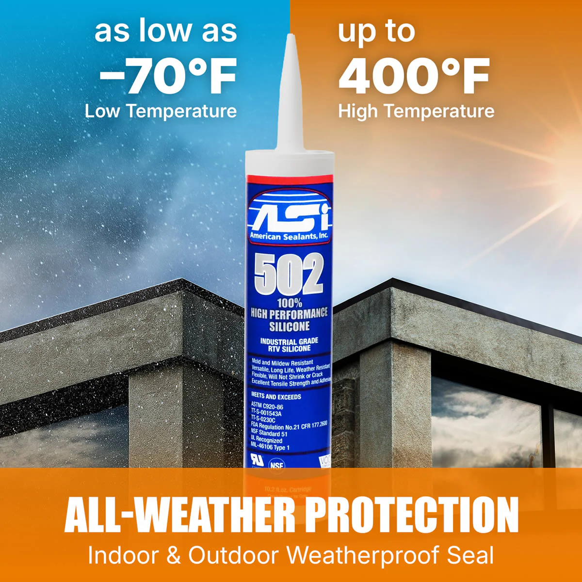 ASI 502 High Performance Black Silicone - 10.2 oz. Cartridge - Image 5