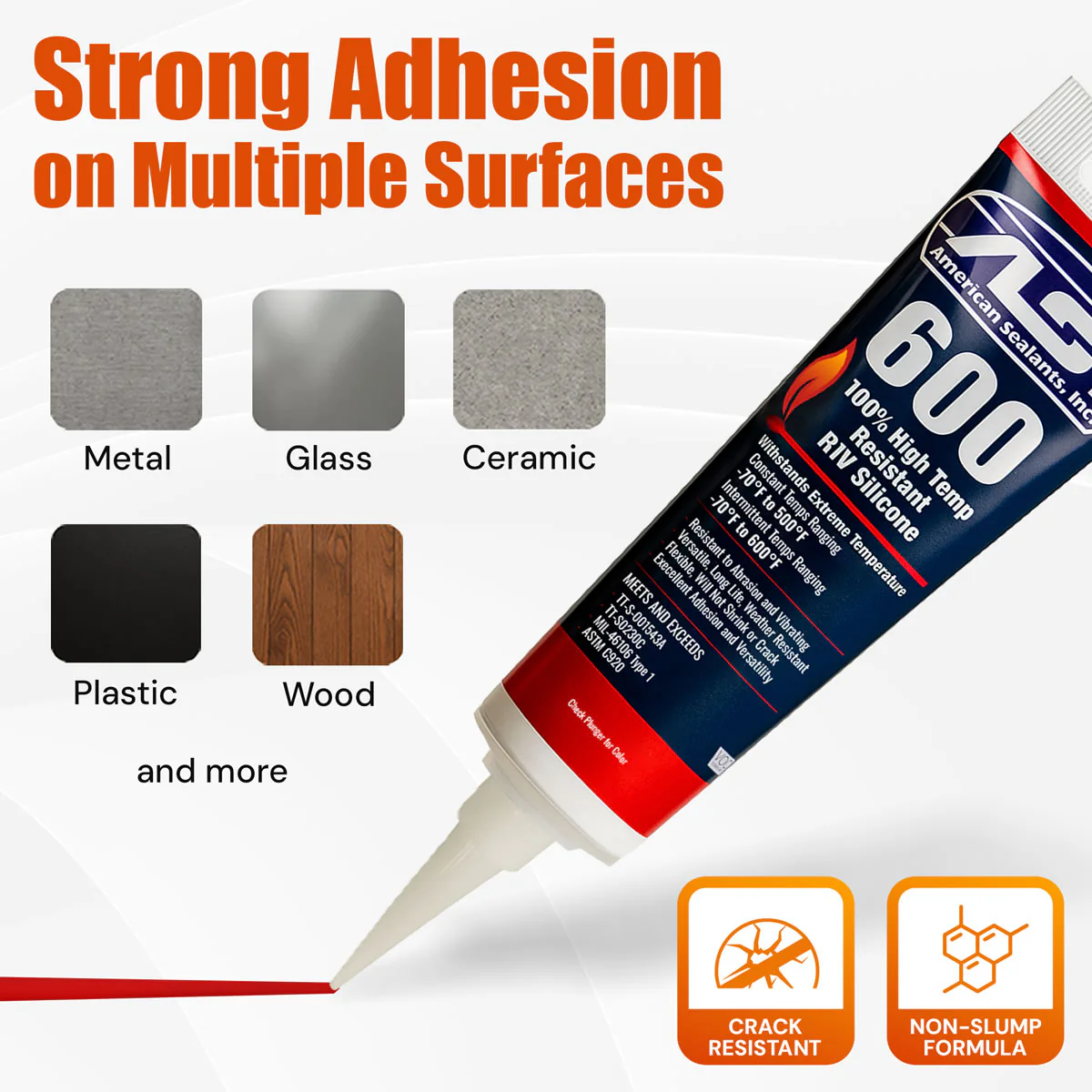 ASI 600 High Performance Red Silicone - 2.8 oz. Tube - Image 4