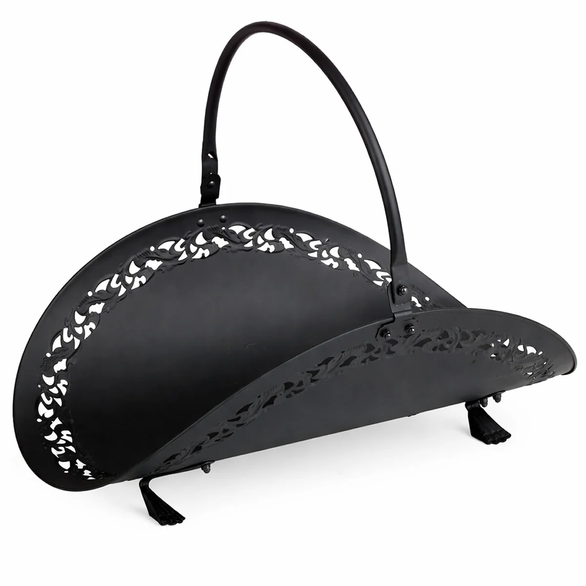 Black Filigree Wood Basket - Image 2