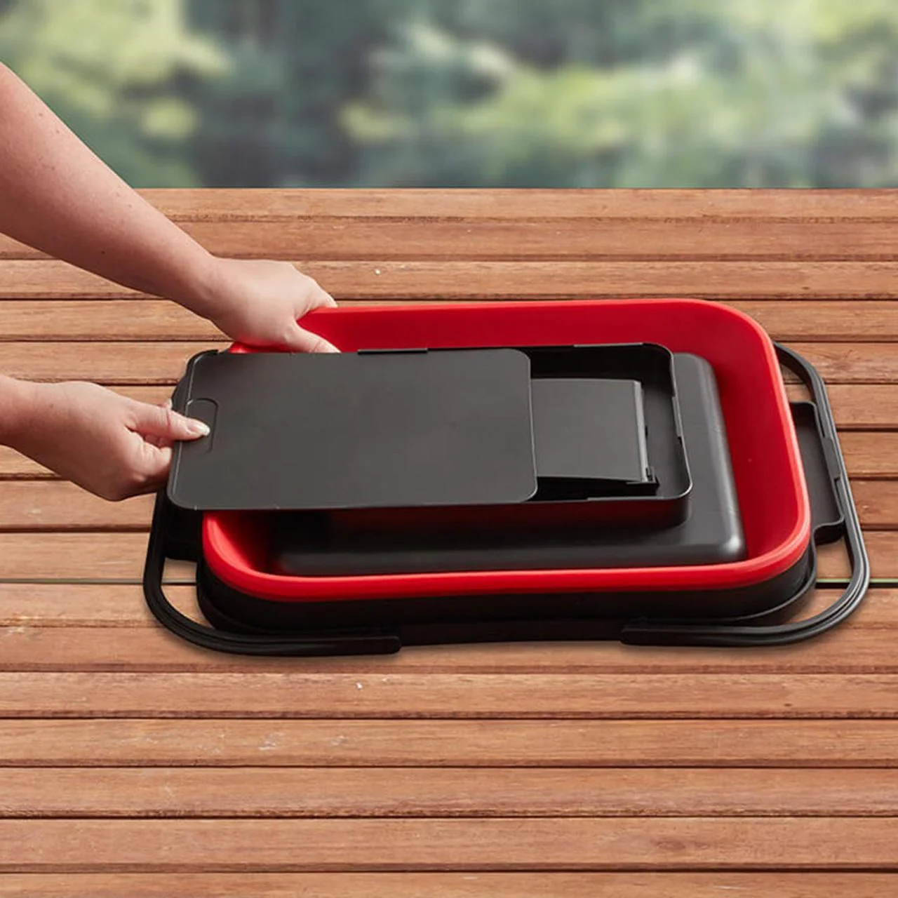 Black and Red Collapsible BBQ Caddy - Image 7