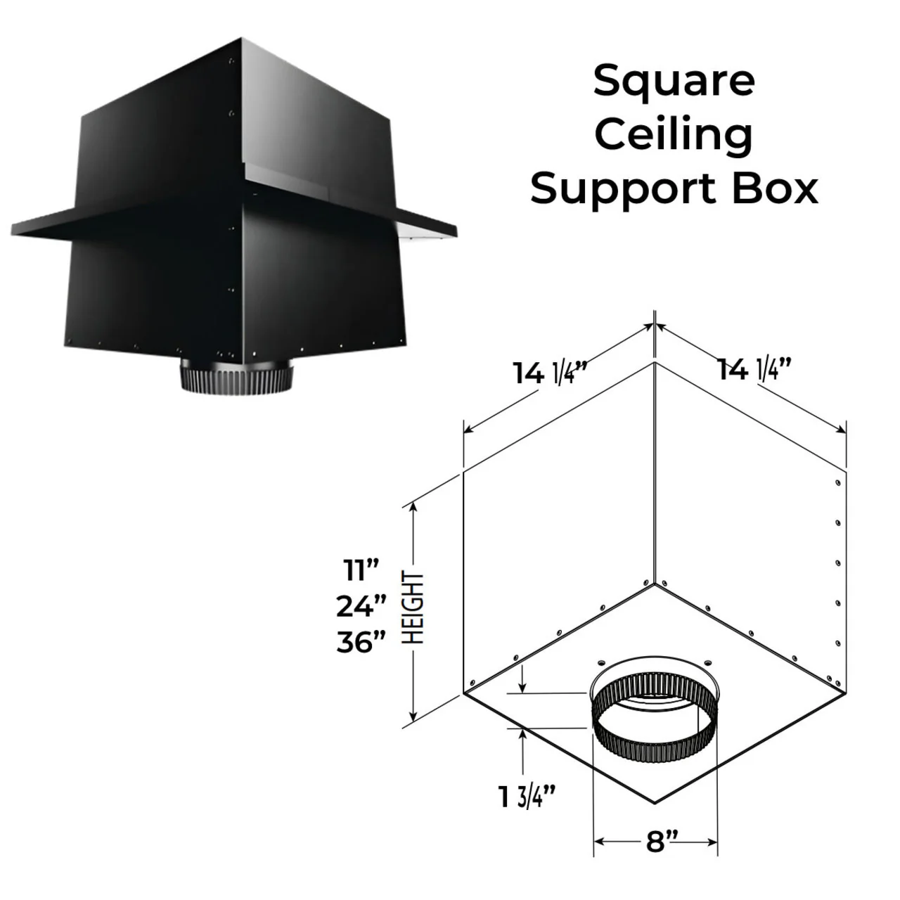 DuraTech 8" Diameter 11" Square Ceiling Support Box - 8DT-CS11-2 - Image 2