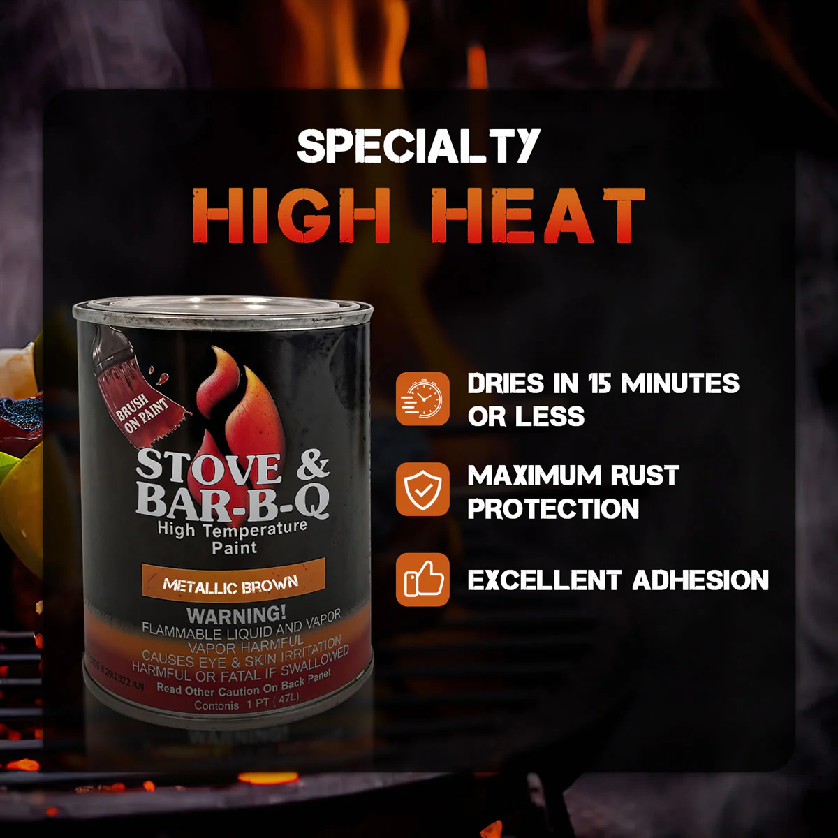 Stove & Bar-B-Q High Temperature Paint - Goldenfire Brown - 16 oz - Image 6