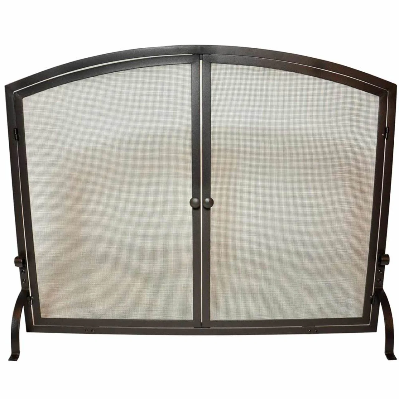 Large Single Panel Olde World Iron Fireplace Screen with Doors 44" Wide x 34" High - Image 2