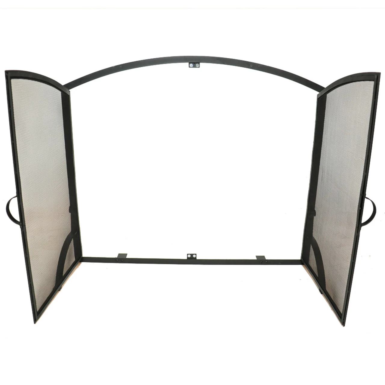 Medium Single Panel Black Wrought Iron Fireplace Screen with Doors - Image 3