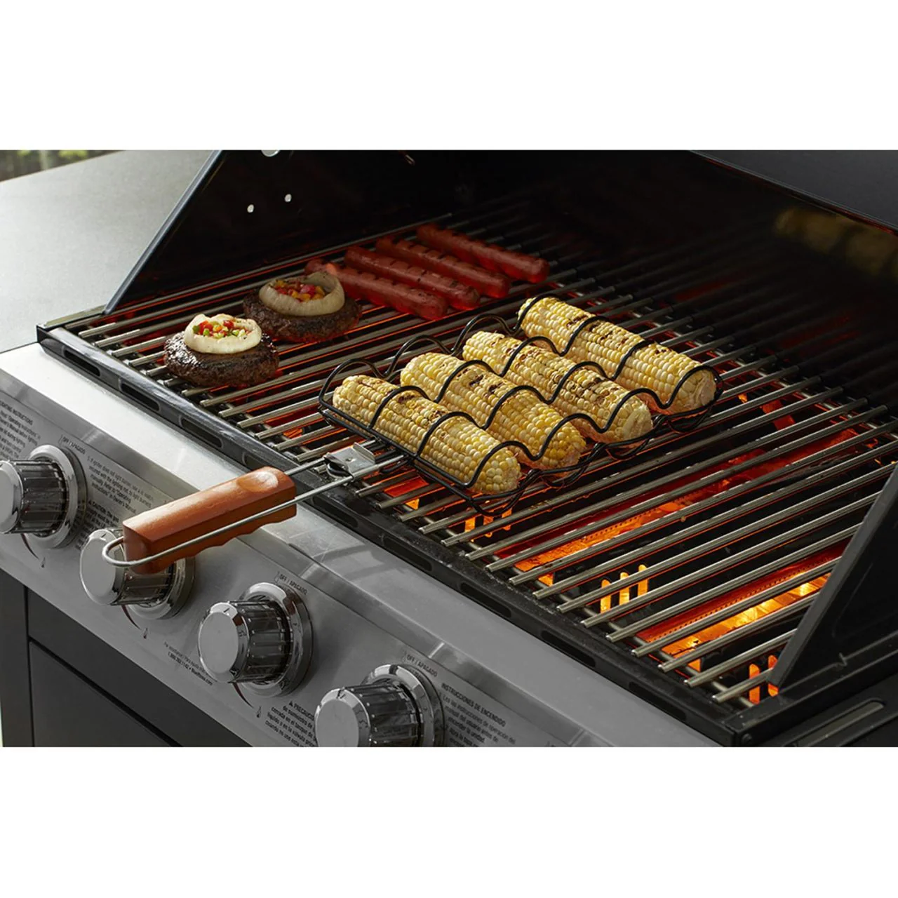 Non-Stick Corn Grill Basket With Folding Handle - Image 3