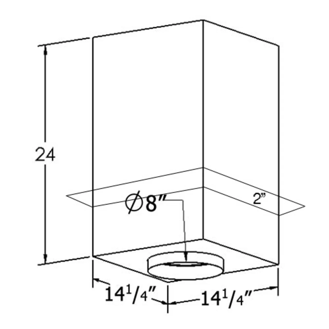 Shasta Vent 8 Inch Ceiling Support Box 24"" Height - Image 3