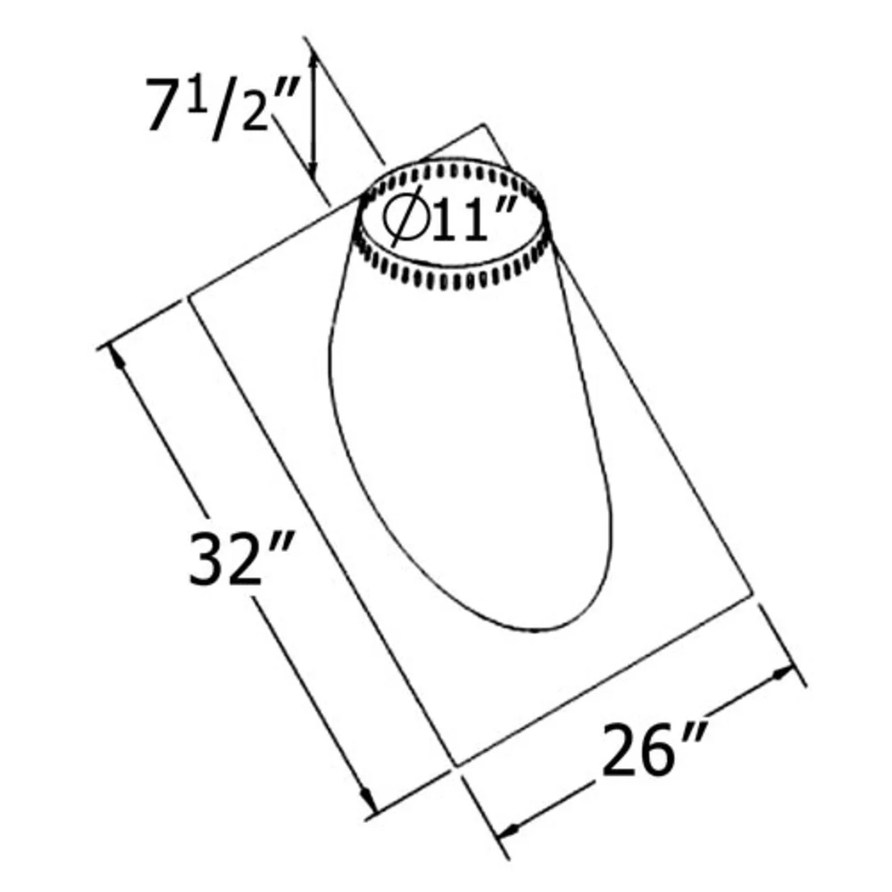 Shasta Vent 8 Inch Ventilated Roof Flashing - 12 Pitch - 8A-VRF12 - Image 2