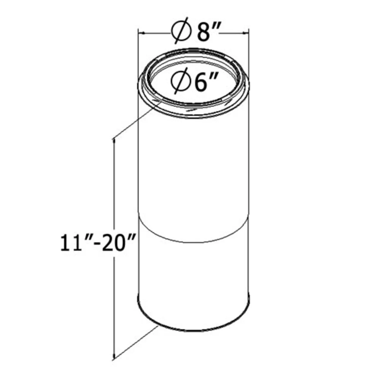 Shasta Vent Adjustable Chimney Pipe 6 Inch x 11 - 20 Inches - Image 3