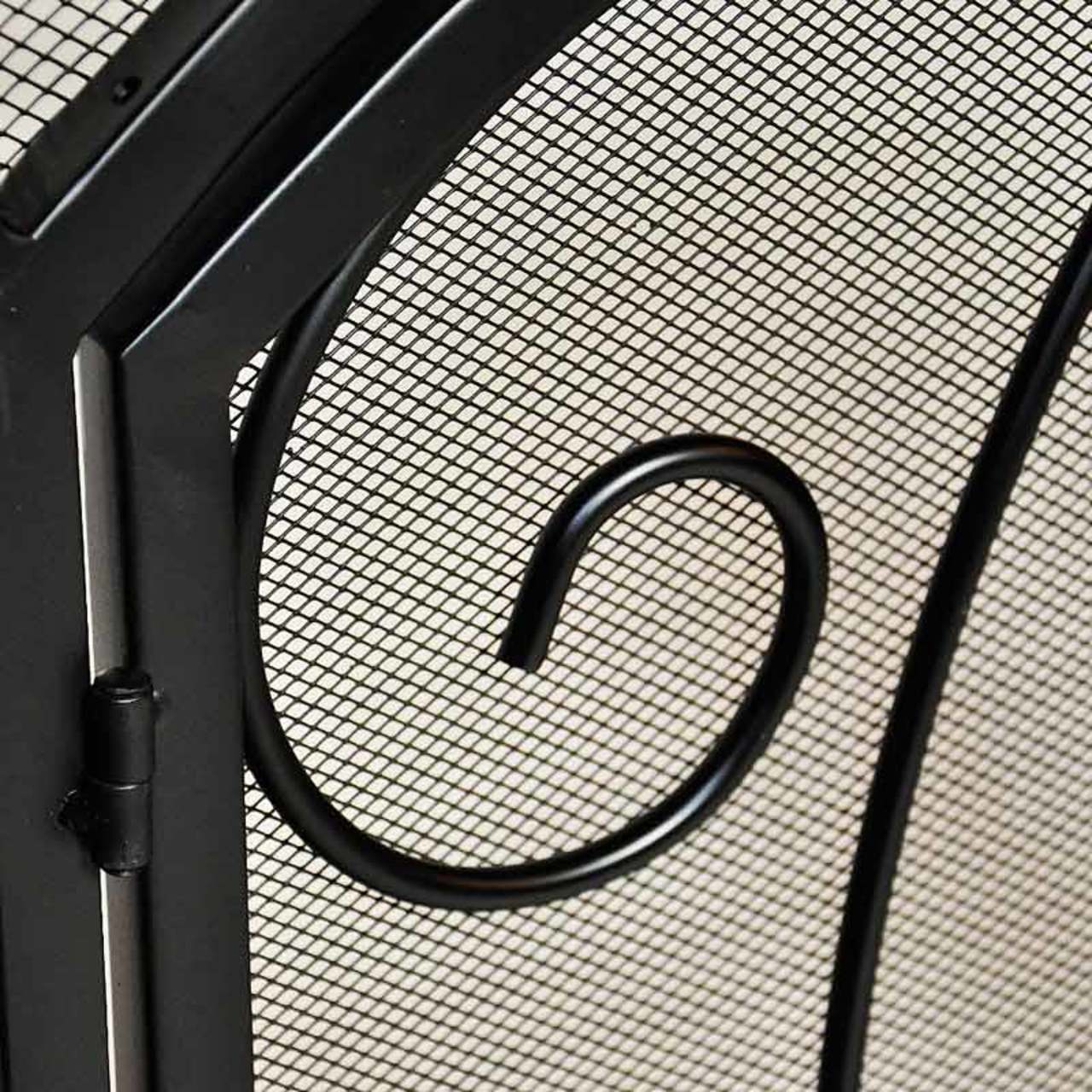 Single Panel Ornate Fireplace Screen with Doors - Black - Image 4