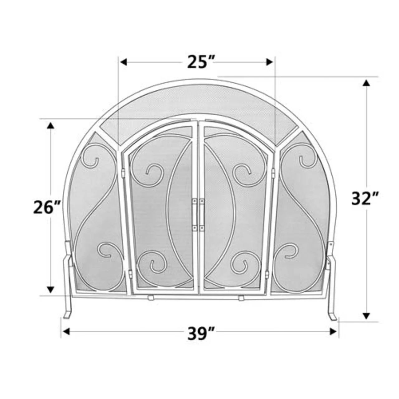 Single Panel Ornate Fireplace Screen with Doors - Black - Image 6