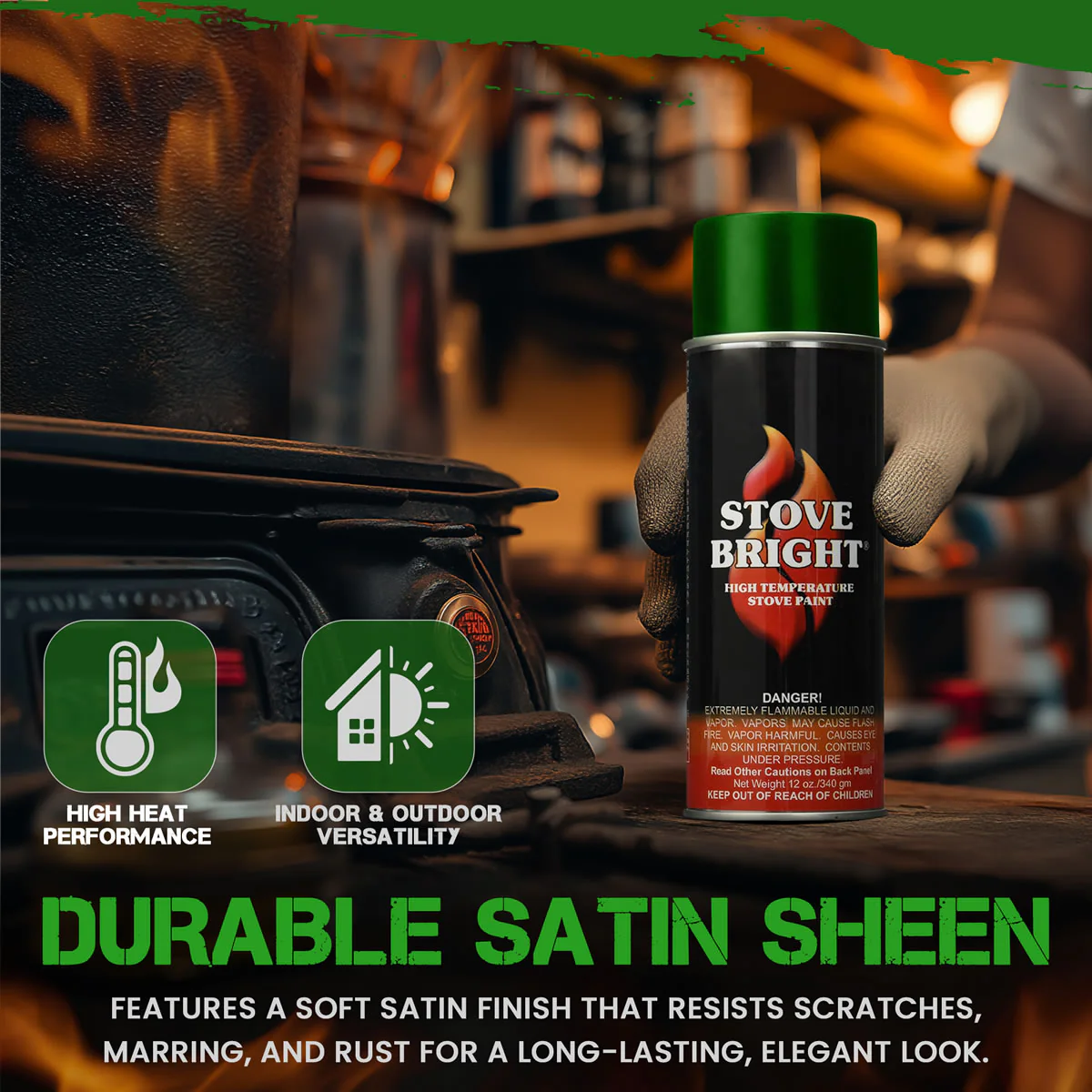 Stove Bright High Temp Paint - Forest Green - 8134 - Image 4