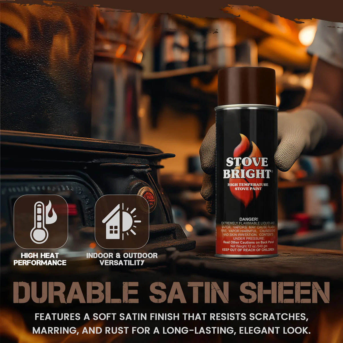Stove Bright High Temp Paint - Metallic Brown - 8100 - Image 4